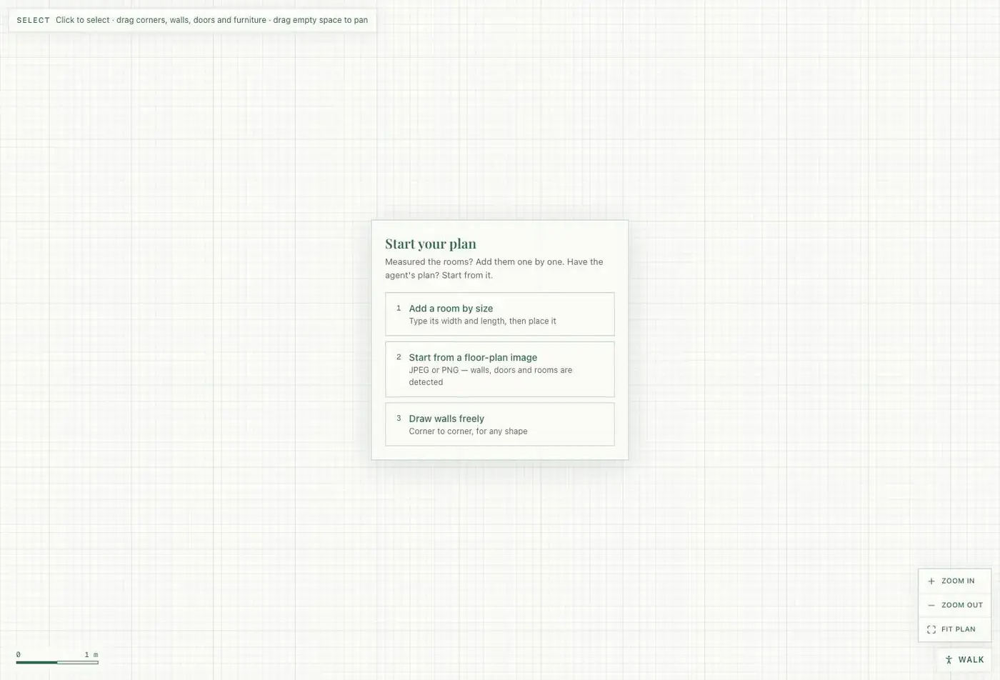 Draw rooms by typing their size