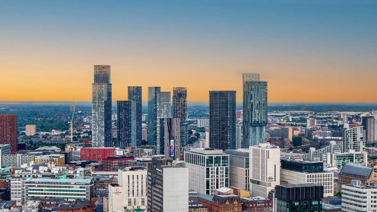 Liverpool and Manchester city skyline