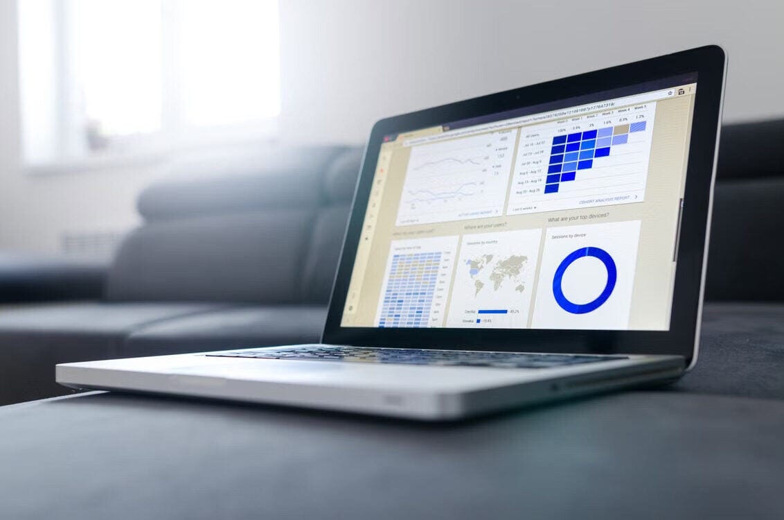 Revenue management dashboard on a laptop